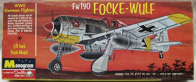 Monogram 1/48 Focke-Wulf FW-190 A-8/R-3 - A-7/R2 - A7/R3 - A-5/U8 - A-8/R1 - A-5/U3 Tropical - Four Star Issue, PA107-100 plastic model kit